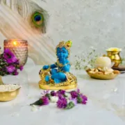 Picture of Laddu Gopal Krishna Eating Makhan Murti | 24 Karat Gold Plated (3.5 Inch)