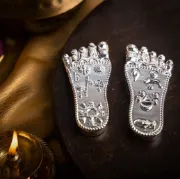 Picture of Svastika Lotus Feet of Shree Krishna | 999 Silver Plated