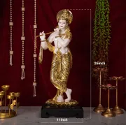 Picture of Standing Lord Krishna Statue | 24 Karat Gold Plated (26 Inch)